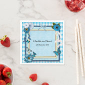 青い花と蝶 スタンダードカクテルナプキン (インサイチュ)