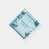 青い花と蝶 スタンダードカクテルナプキン (角)