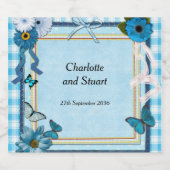 青い花と蝶 スパークリングワインラベル (シングルラベル)