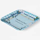 青い花と蝶 ペーパープレート (傾斜あり)