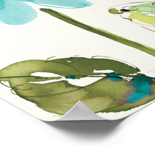 青い花と蝶 ポスター (角)