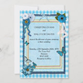 青い花と蝶 招待状 (正面)