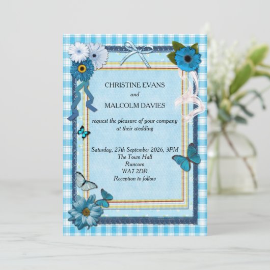 青い花と蝶 招待状 (スタンド正面)