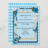 青い花と蝶 招待状 (正面/裏面)