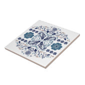 青い花と魚のアジアのビジョン タイル (側面)