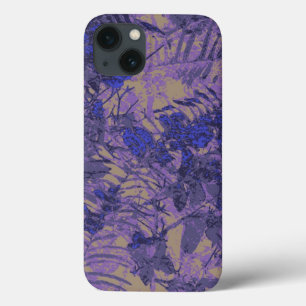 青い花に対するカムフラージュ iPhone 13ケース