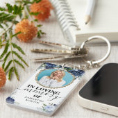 青い花のお祝いライフギフトキーチェーン キーホルダー (正面右)
