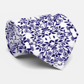 青い花のつる植物のタイ ネクタイ (ロール)