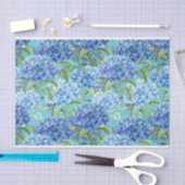 青い花のアジサイの花模様 薄葉紙 (クラフト)