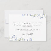 青い花のウェディングシャワーのお礼カード サンキューカード (裏面)