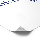 青い花のウェディングシャワーのウェルカムサイン ポスター (角)