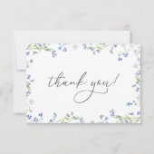 青い花のウェディングシャワーの感謝カード サンキューカード (正面)