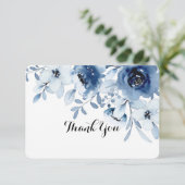 青い花のウェディングシャワー/結婚式のお礼カード サンキューカード (スタンド正面)