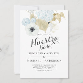 青い花のウェディングテーマ 招待状