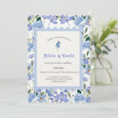 青い花のウェディング招待状 招待状 (スタンド正面)
