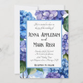 青い花のウェディング 招待状 (正面)
