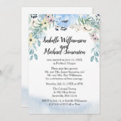 青い花のエロープメント披露宴招待状 招待状 (正面/裏面)