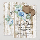 青い花のカウガール ブライダルシャワーの招待状 招待状 (正面/裏面)
