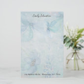 青い花のカスタムな文房具 便箋 (スタンド正面)