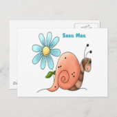 青い花のカタツムリ ポストカード (正面/裏面)