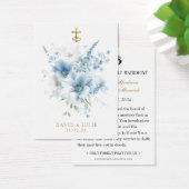 青い花のカトリック結婚式の祈りカード (デスク)