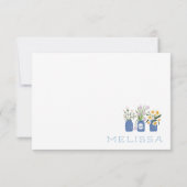 青い花のカートに合うマソンジャー サンキューカード (裏面)