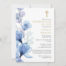 青い花のキリスト教のお別れと命の祝い