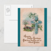 青い花のクロスイースター・ポストカード シーズンポストカード (正面/裏面)