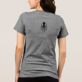 青い花のクロス絵を描 トライブレンドＴシャツ (裏面)