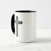 青い花のクロス絵を描 マグカップ (正面左)