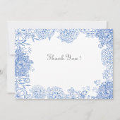 青い花のグラフィック描画感謝カード サンキューカード (正面)