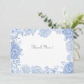 青い花のグラフィック描画感謝カード サンキューカード (スタンド正面)