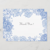 青い花のグラフィック描画感謝カード サンキューカード (正面/裏面)