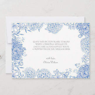 青い花のグラフィック描画感謝カード サンキューカード