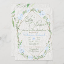 青い花のグリーン テラリウム ベビーシャワー