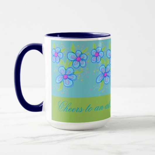 青い花のコーヒーマグ マグカップ (左)