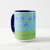 青い花のコーヒーマグ マグカップ (正面左)