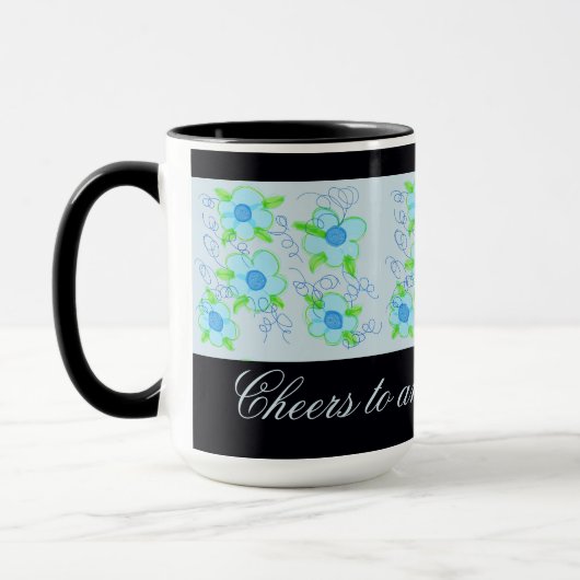 青い花のコーヒーマグ マグカップ (左)