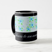 青い花のコーヒーマグ マグカップ (正面左)