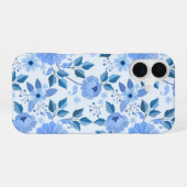 青い花のシノワズリスマホケース iPhone 16ケース (裏面横)