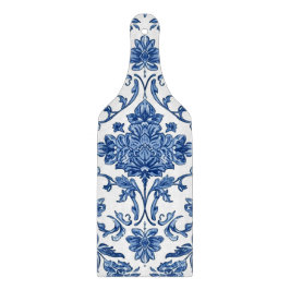 青い花のシノワズリ 白い水彩画 カッティングボード