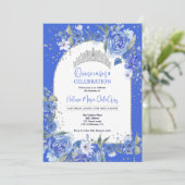 青い花のシルバーティアラプリンセスのキンセアニエラ 招待状 (スタンド正面)