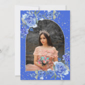 青い花のシルバーティアラプリンセスのキンセアニエラ 招待状 (裏面)