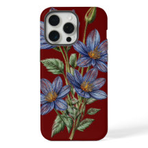 青い花のスケッチカスタム背景の電話ケース