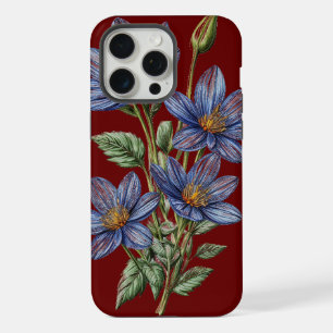 青い花のスケッチカスタム背景の電話ケース iPhone 15 PRO MAXケース