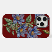 青い花のスケッチカスタム背景の電話ケース iPhoneケース (裏面横)