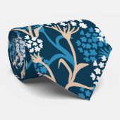 青い花のスケッチ模様 ネクタイ (ロール)