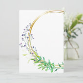 青い花のスプレー付きの無地デザイン 招待状 (スタンド正面)