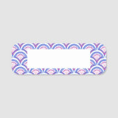 青い花のダマスク模様 名札 (正面)