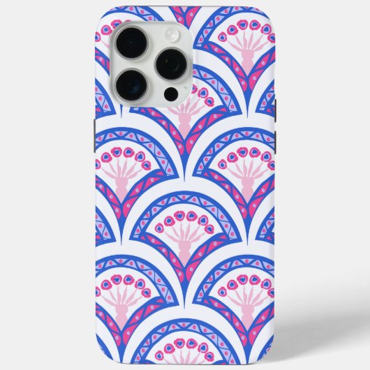 青い花のダマスク模様 Case-Mate iPhoneケース (裏面)